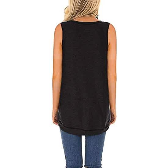 Women's Summer Tank Tops Leopard Pocket Sleeveless Blouse