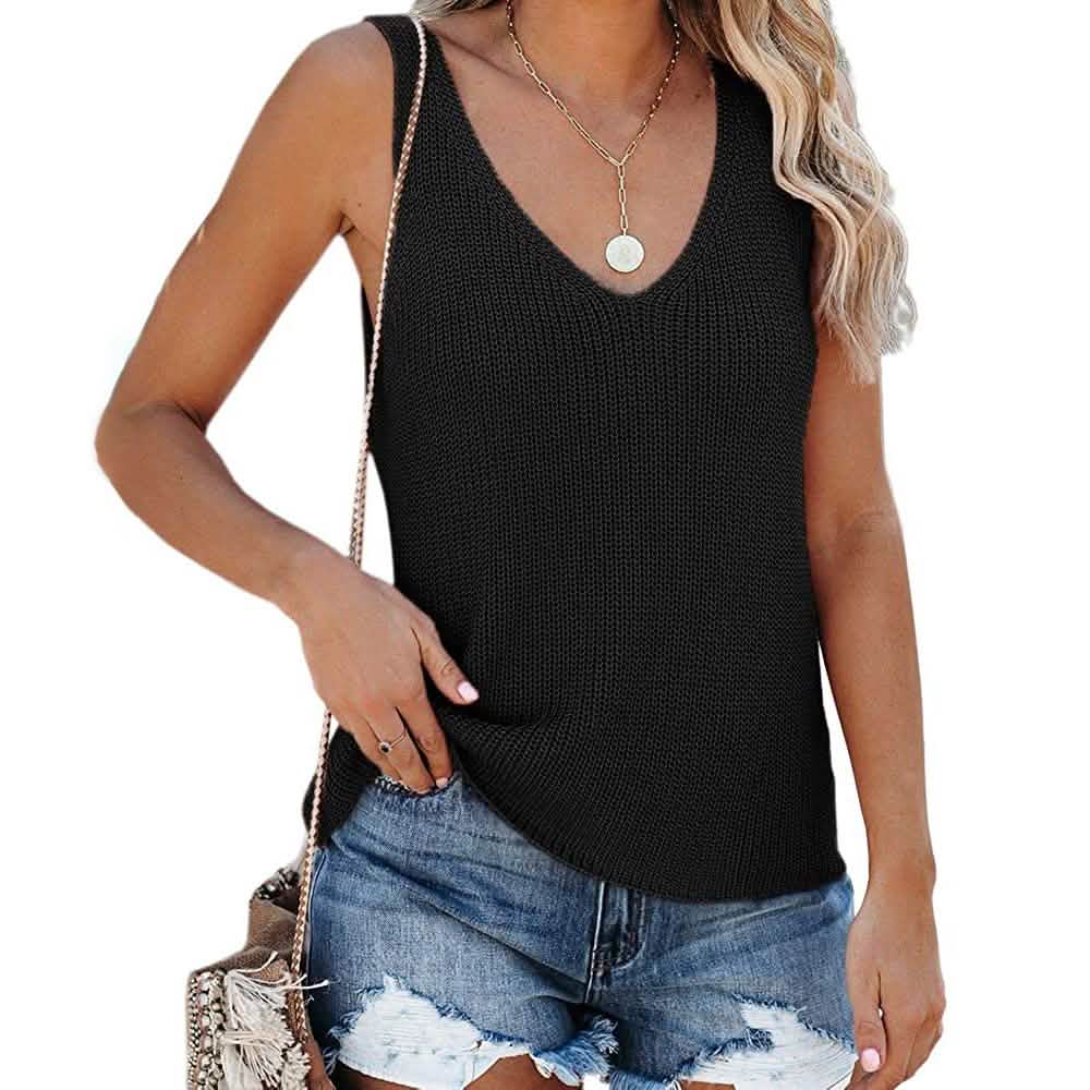Tutorutor Women's Sleeveless V Neck Sweater
