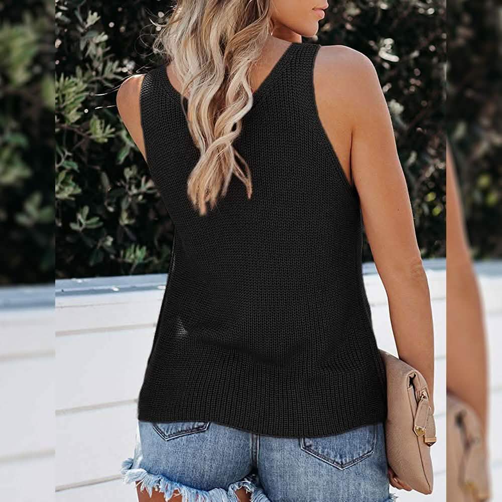 Tutorutor Women's Sleeveless V Neck Sweater