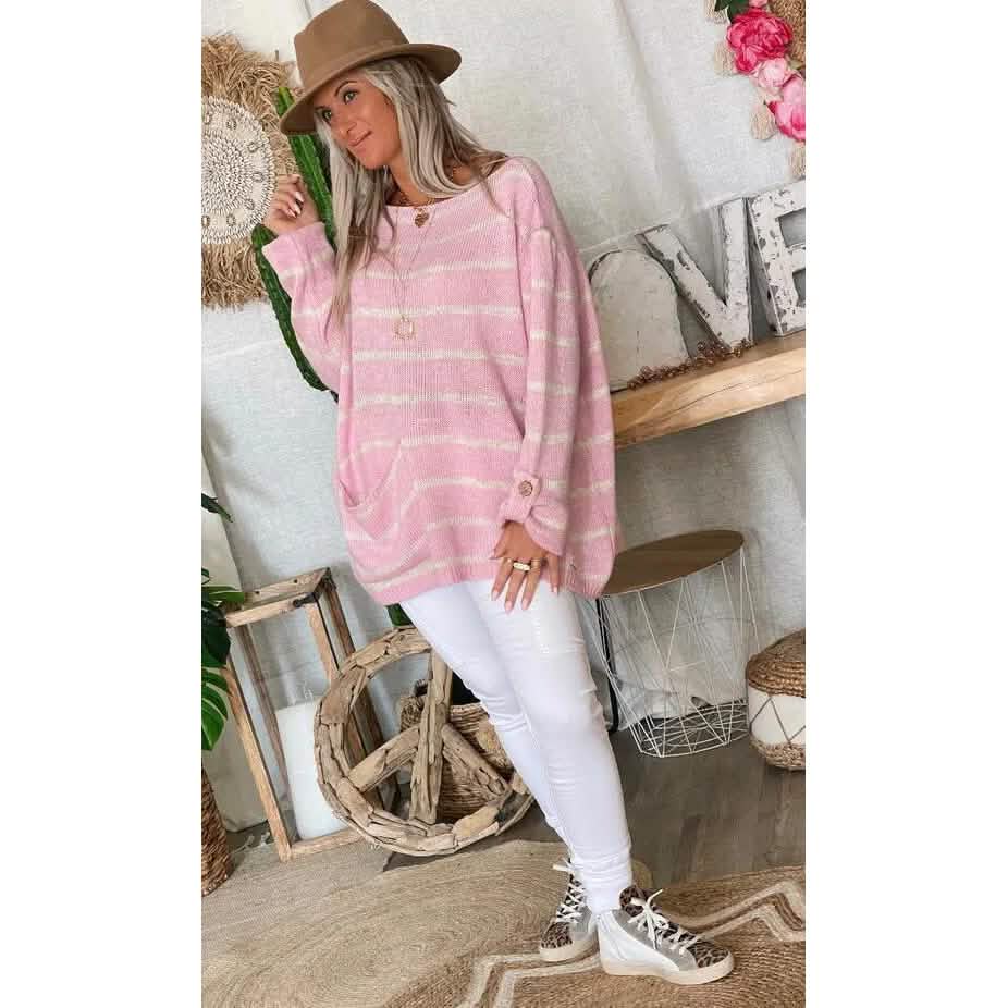 Women's Pullover Jumper Cable Knit Tunic Knitted Print Crew Neck