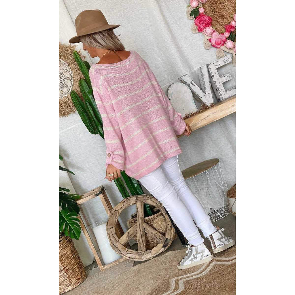 Women's Pullover Jumper Cable Knit Tunic Knitted Print Crew Neck