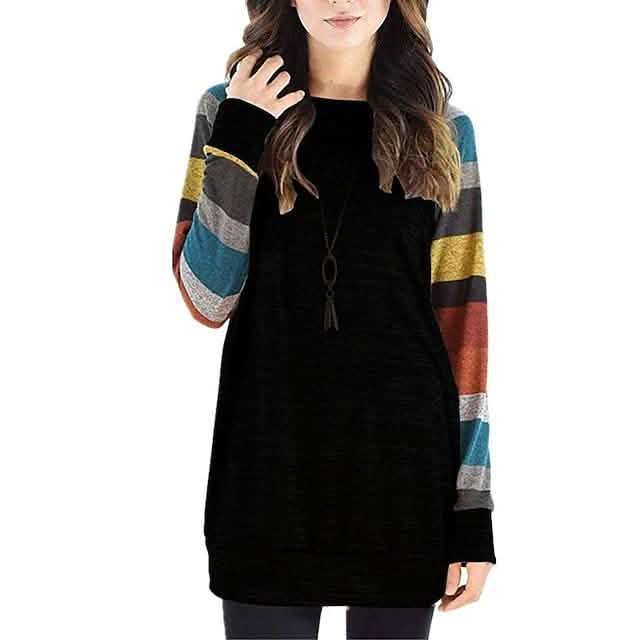 Women's Ribbed Knit Long Sleeve Lightweight Tunic Top