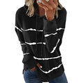 Women's Striped Printed Long Sleeve Drawstring Pullover Hoodie