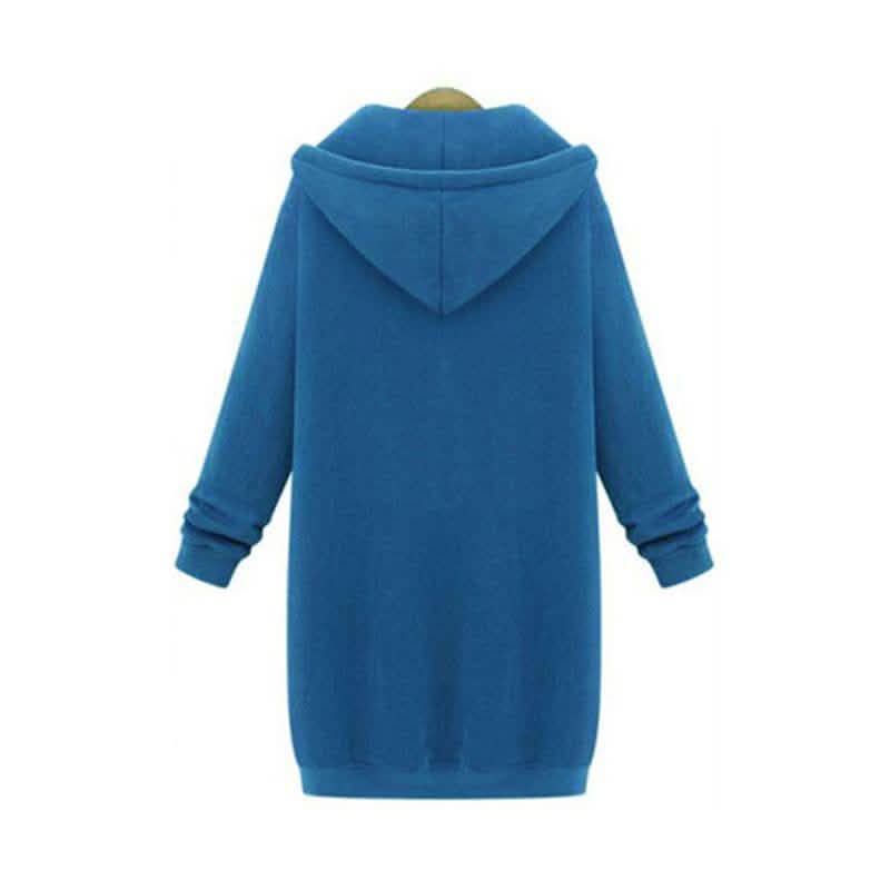 Zipper Front Pocket Drawstring Hoodie
